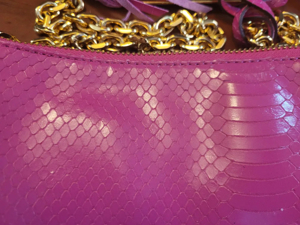 Ralph Lauren Pink Snakeskin Crossbody Bag image indicator(5)