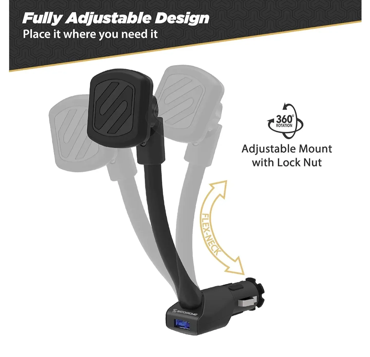 SCOSCHE MagicMount Flex Car Charger with Wireless Charging image indicator(5)