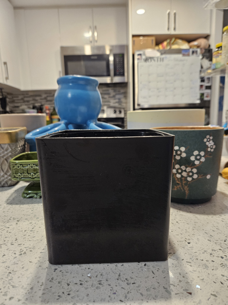 Black Square Plastic Plant Pot