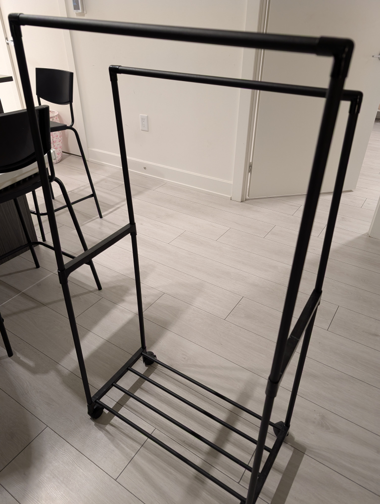Black Metal Rolling Garment Rack