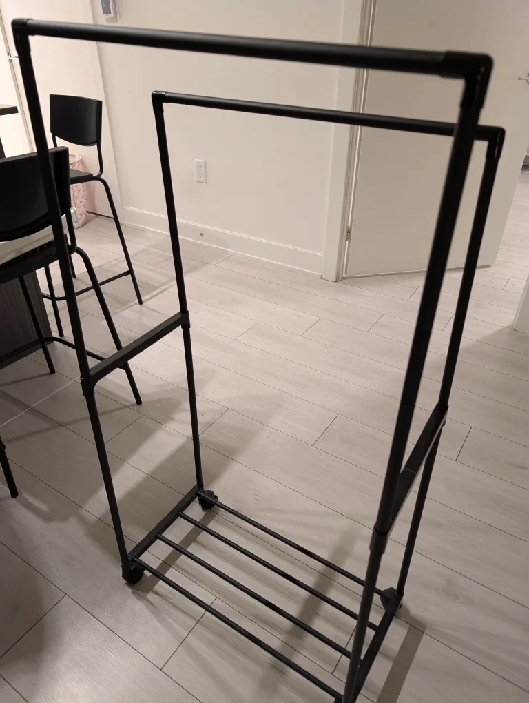 Black Metal Rolling Garment Rack thumbnail