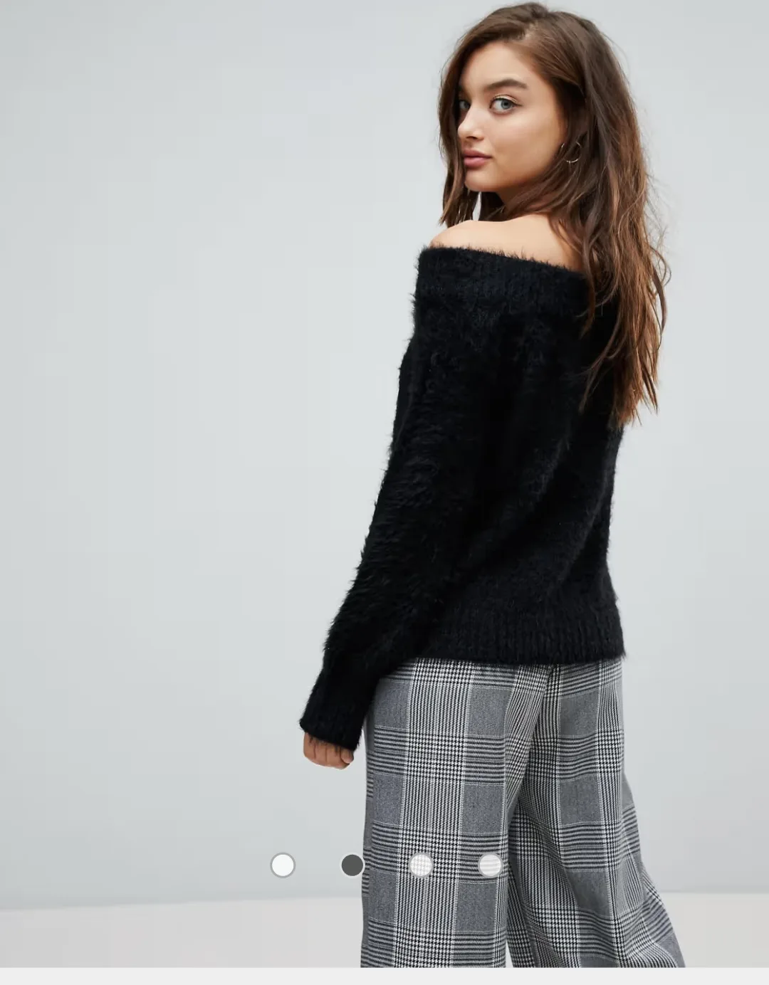 ASOS DESIGN Fuzzy Bardot Jumper,River Island image indicator(2)