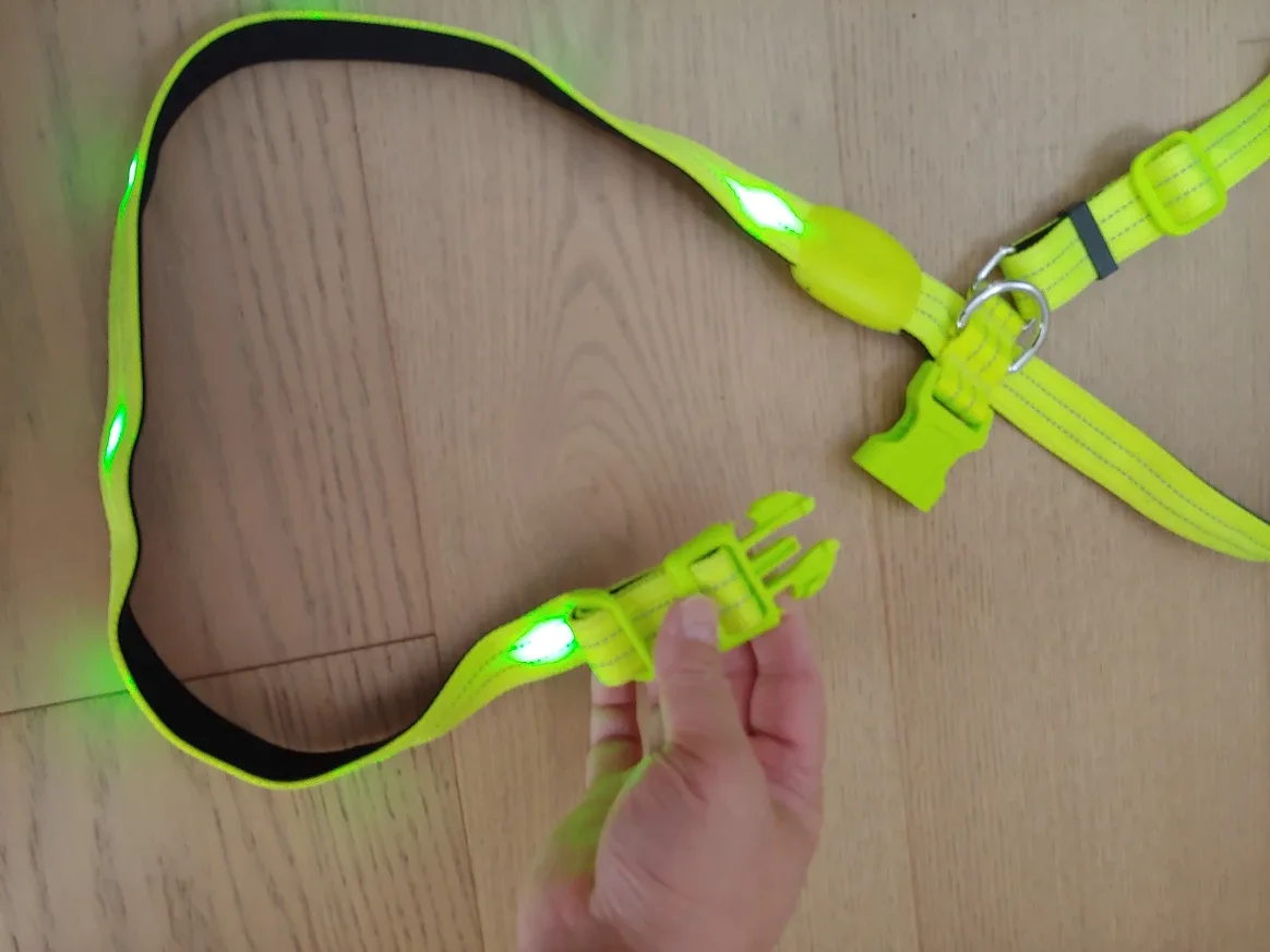 Dog Harness, New, Rechargeable LED, Lime Green, Size=L image indicator(4)