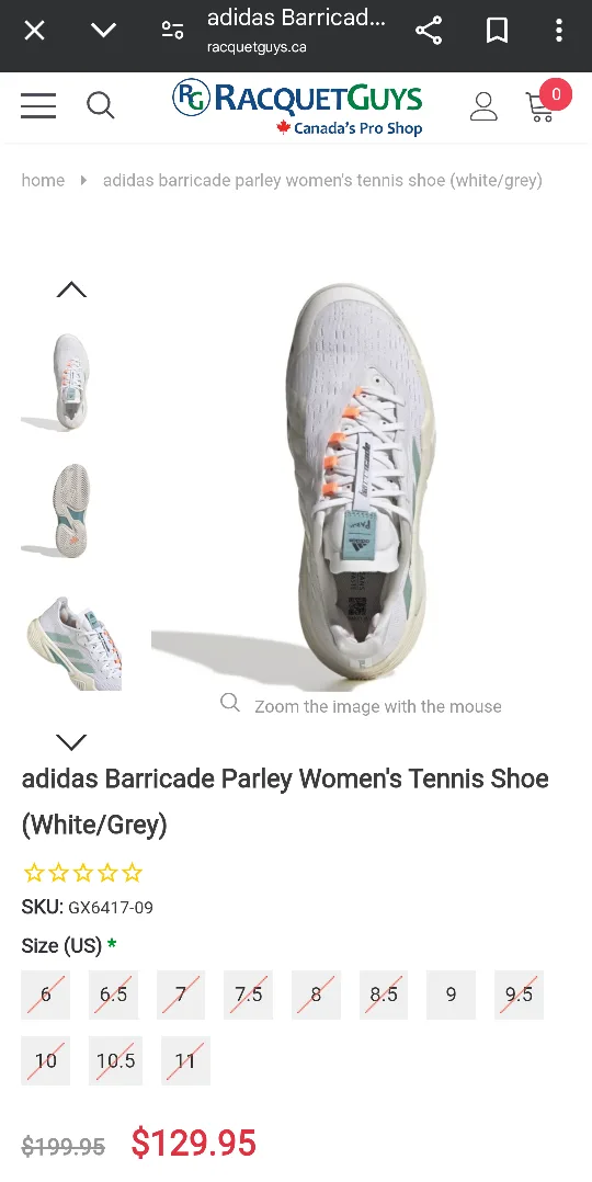 NEW - Women's Tennis Shoes (Adidas Barricade Parley) - SIZE 6 image indicator(2)