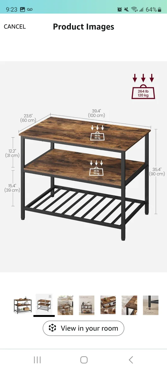 VASAGLE Industrial Style 3-Tier Kitchen Cart 🏈 image indicator(2)