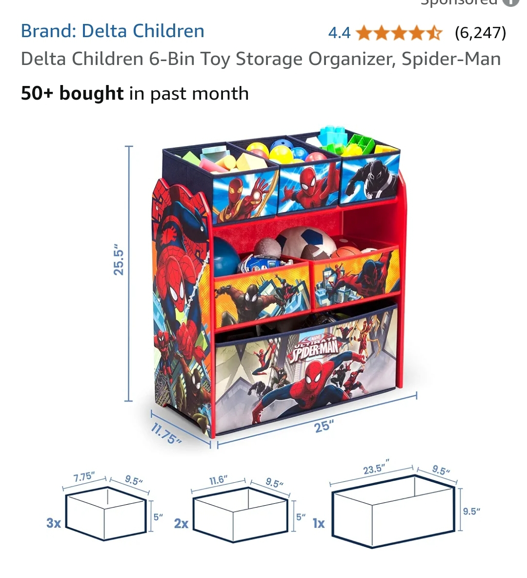 Spider-Man 6-Bin Toy Organizer - photo 2