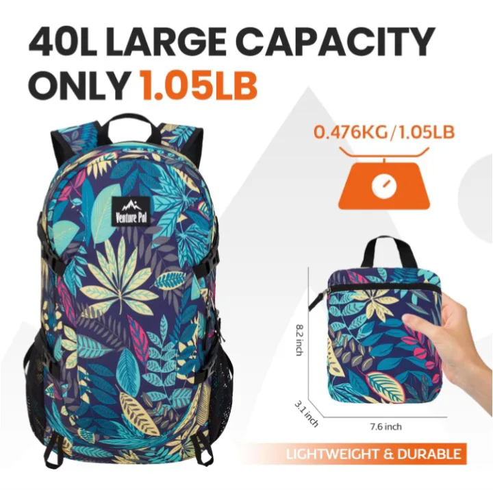 NEW!   Venture Pal 40L Lightweight Backpack - Purple Leaf 🏈 image indicator(3)