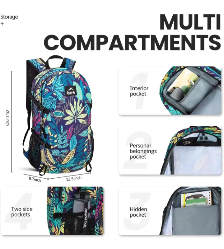NEW!   Venture Pal 40L Lightweight Backpack - Purple Leaf 🏈 image indicator(5)