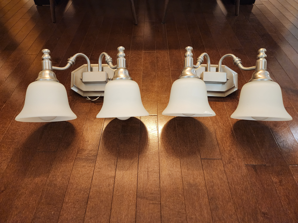 2 Brushed Nickel Double Vanity Lights #freecycle