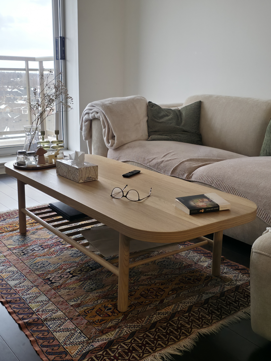 Ikea Modern Light Wood Oval Coffee Table