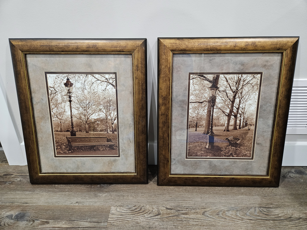 Pair of Framed Sepia-toned Park Prints