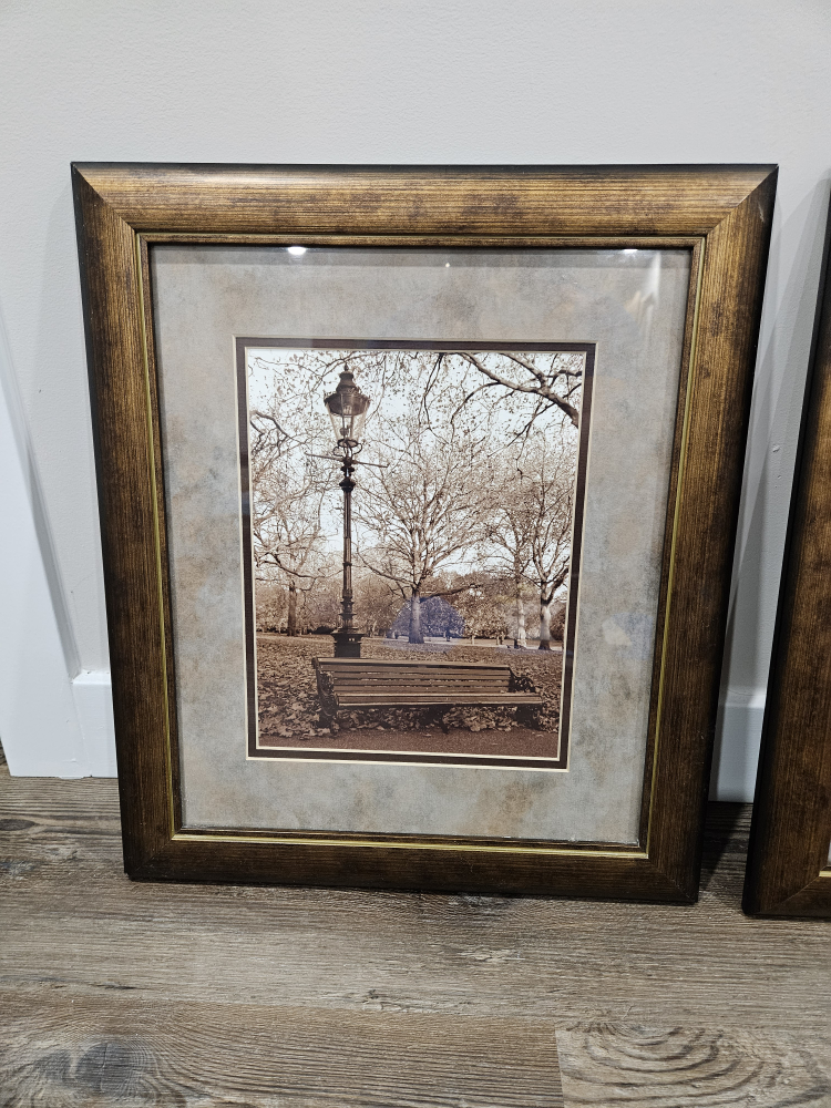 Pair of Framed Sepia-toned Park Prints - photo 2