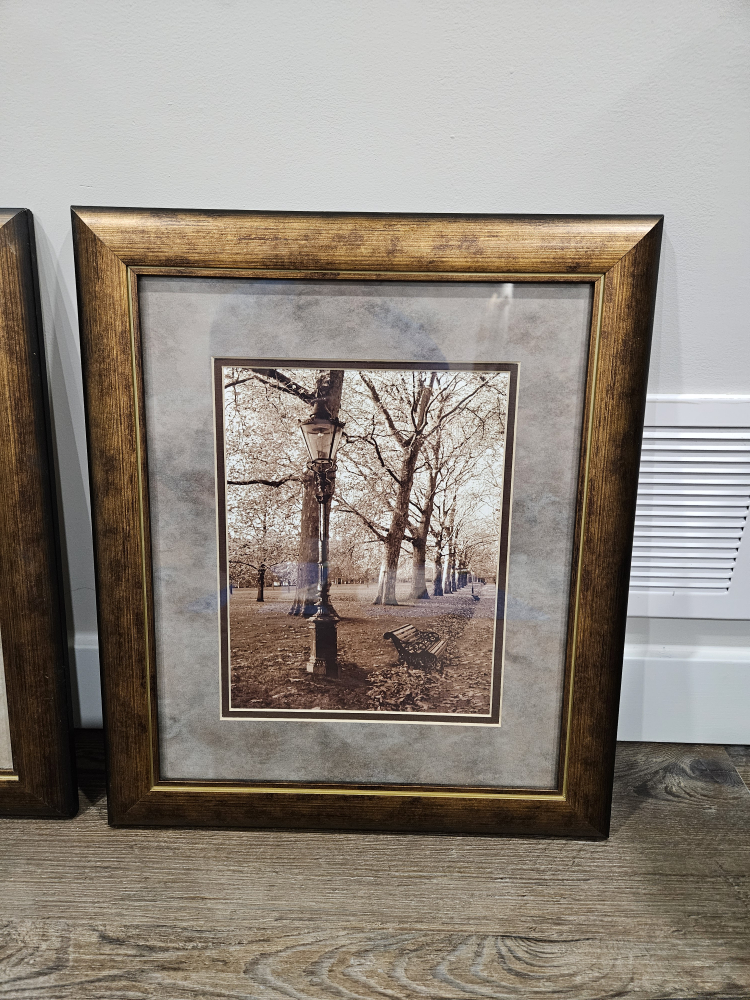 Pair of Framed Sepia-toned Park Prints - photo 3