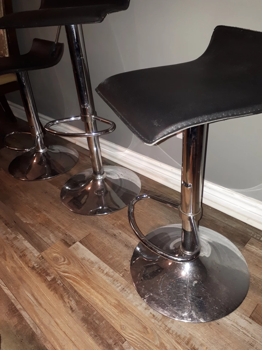 Three Black Bar Stools
