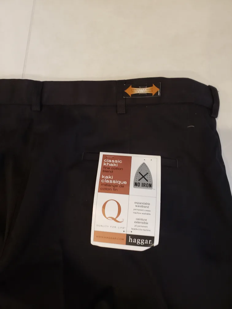 Haggar Men's Black Flat Front Trousers, Size 40x32 image indicator(8)