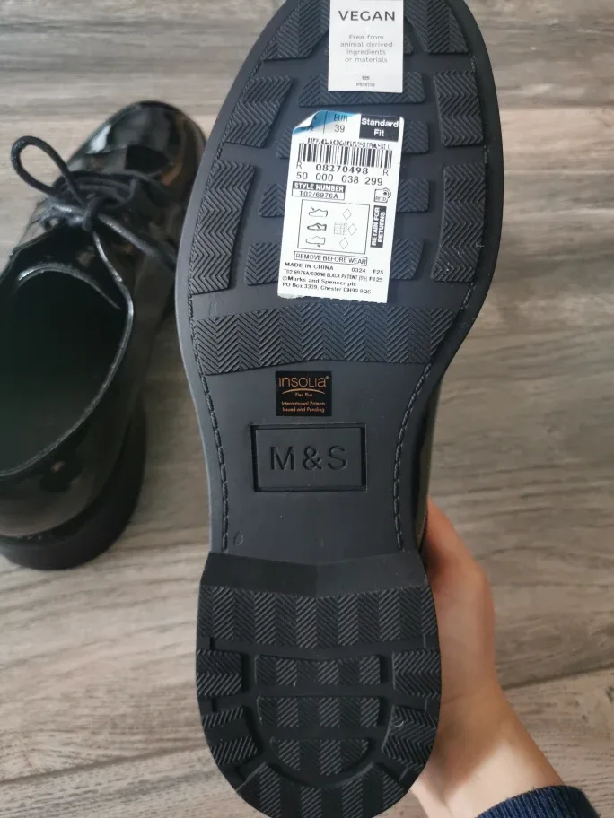 M&S Black Patent Leather Platform Oxfords - Size 39 image indicator(5)