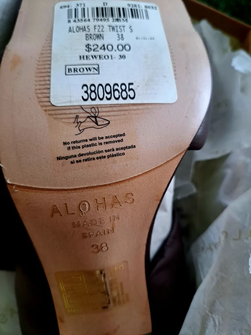 New Ladies Alohas Twist Strap Brown Leather  Heels image indicator(3)