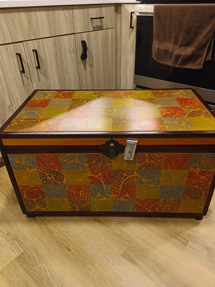 Decorative Storage Trunk with Patchwork Design