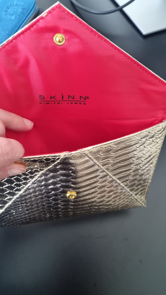 SKINN by Dimitri James Gold Snakeskin Envelope Clutch - photo 2