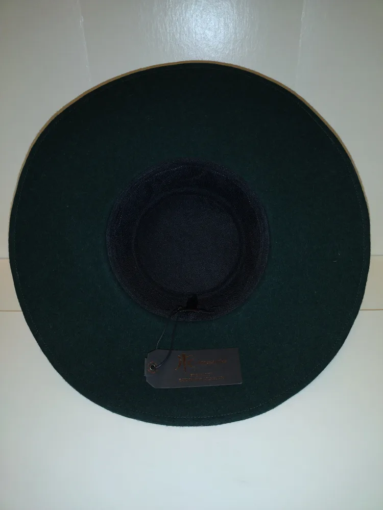 Dark green wool wide-brim hat image indicator(3)