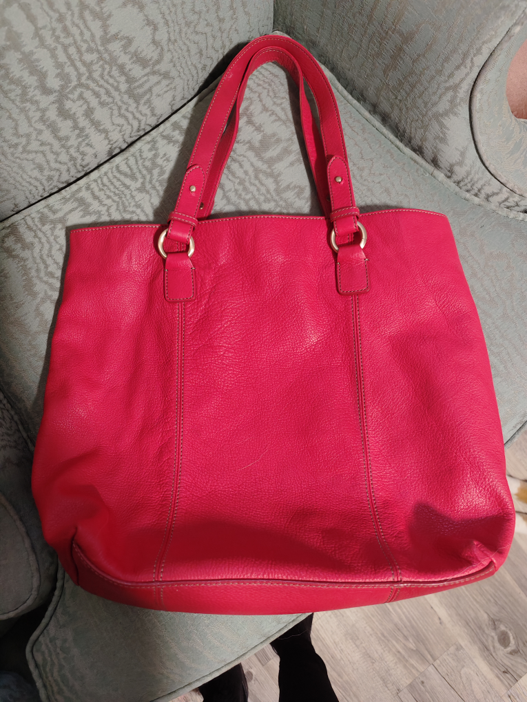 Bright Pink Leather Tote Bag - photo 2