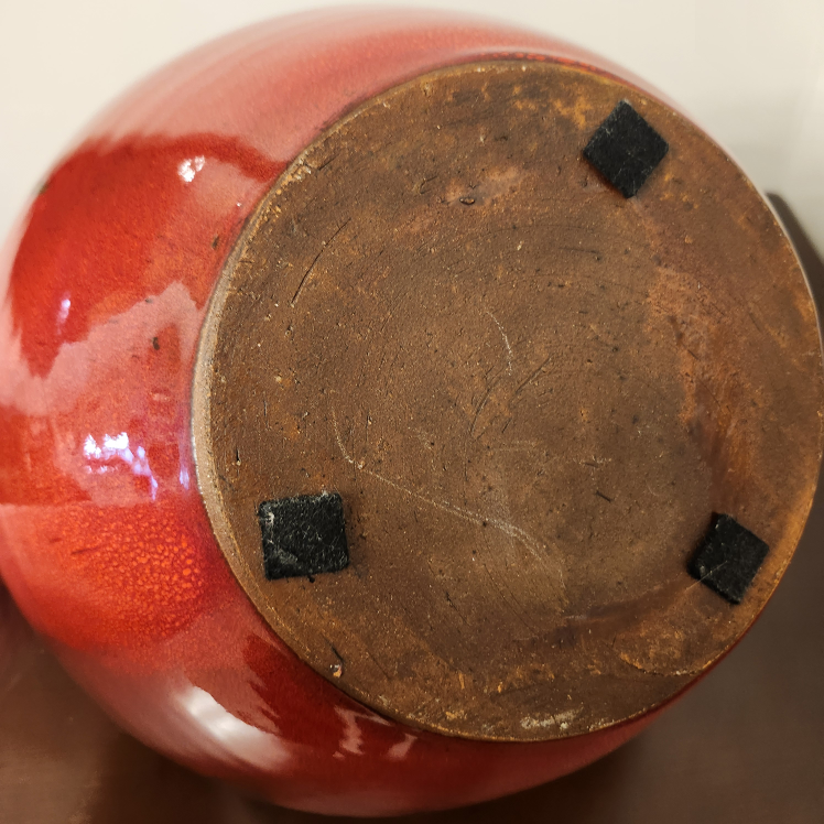 Large Red Studio Art Glazed Pottery Vase - photo 4