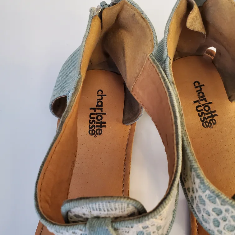Charlotte Russe Women's Denim and Lace Sandals image indicator(3)