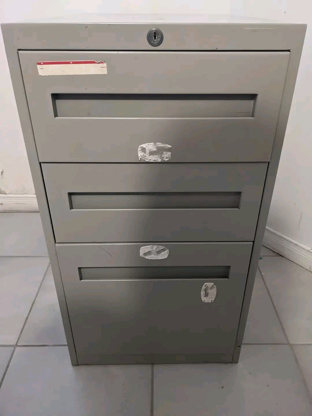 Three-Drawer Metal Filing Cabinet