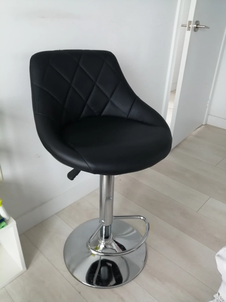 Black Bar Stool with Chrome Base