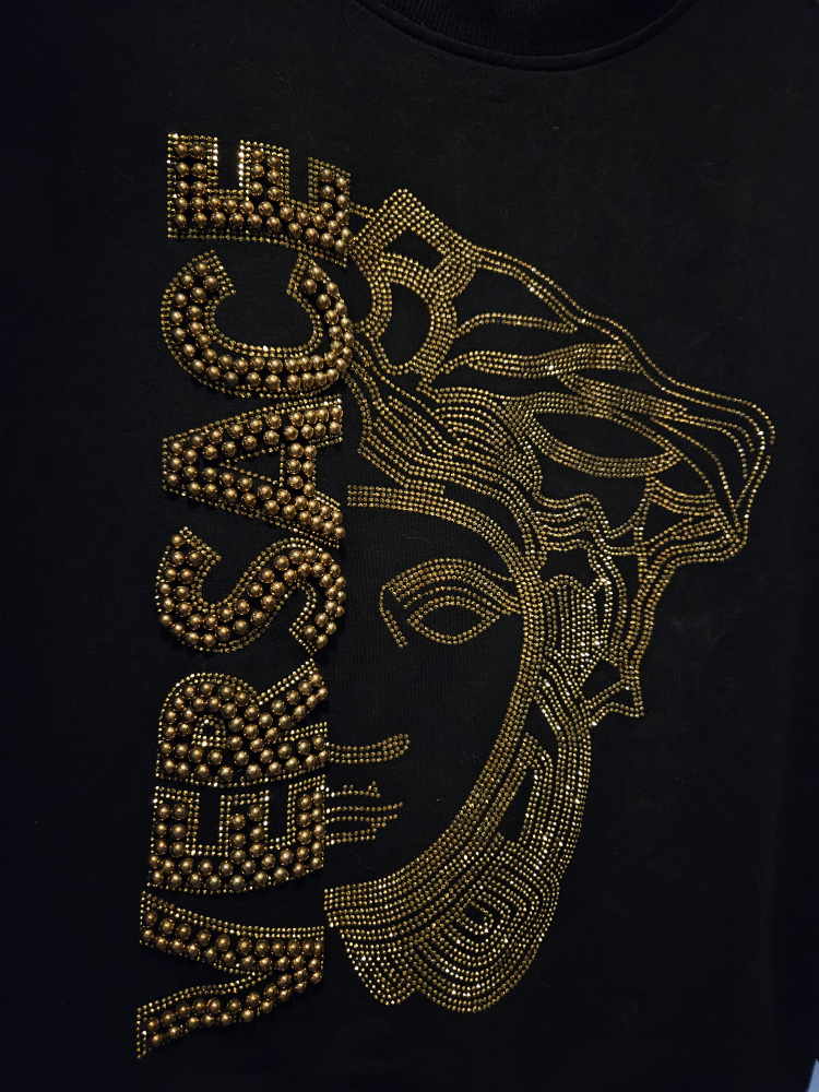 Versace Black Sweatshirt with Gold Rhinestone Detail - photo 3