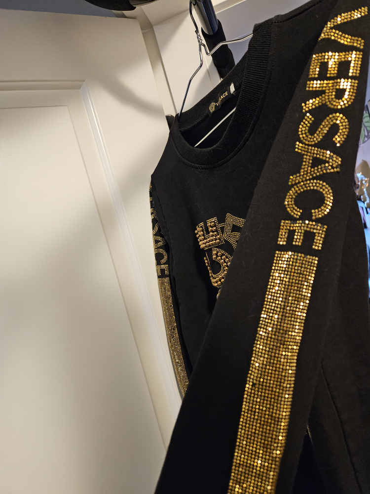Versace Black Sweatshirt with Gold Rhinestone Detail - photo 5