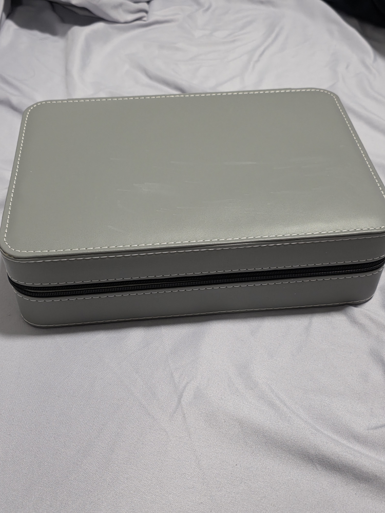 Grey Leather Watch Case - Holds 10 Watches