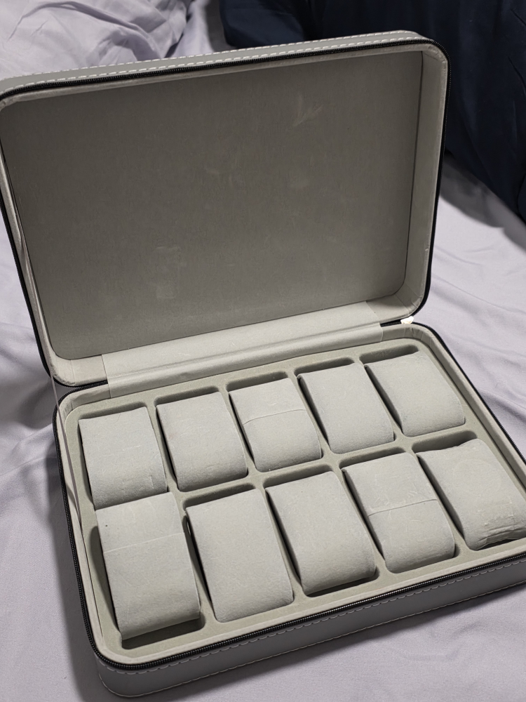Grey Leather Watch Case - Holds 10 Watches - photo 2