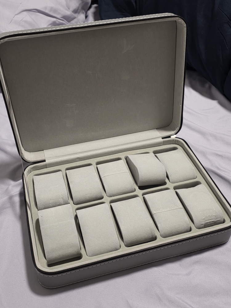 Grey Leather Watch Case - Holds 10 Watches - photo 3
