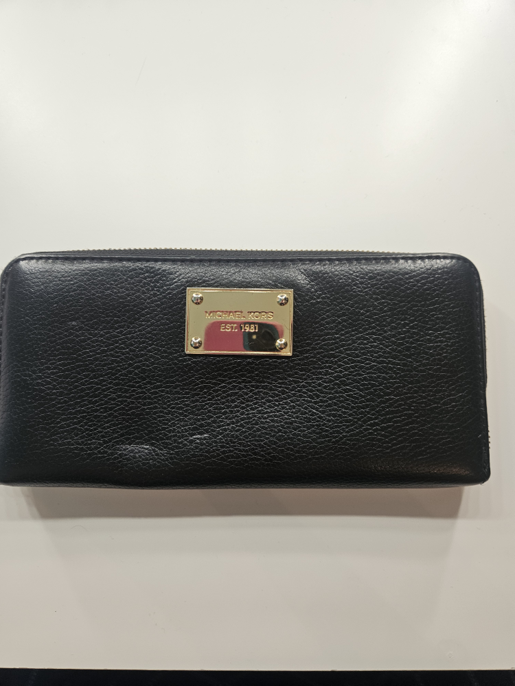Michael Kors Black Leather Zip Around Wallet