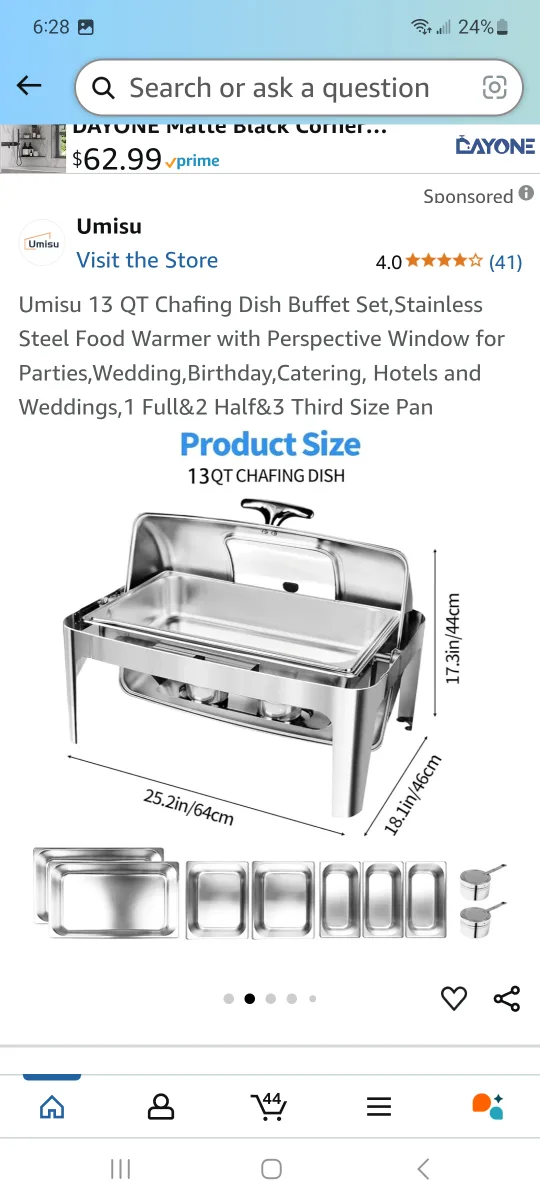Ummisu 12 QT Chafing Dish Buffet Set - Stainless Steel Foo image indicator(3)