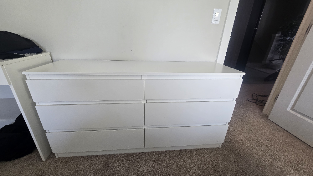 White Six-Drawer Dresser