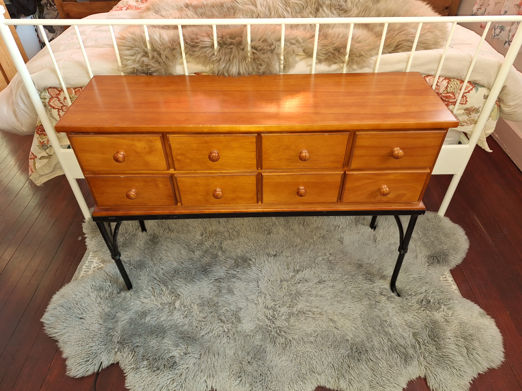 Eight-Drawer Wooden Storage Cabinet with Metal Legs