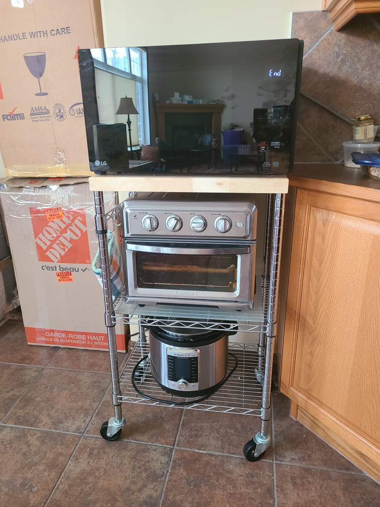 Chrome Kitchen Cart with Wood Top