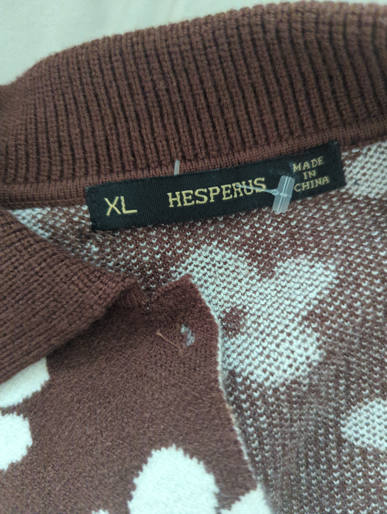 Hesperus Brown & White Floral Knit Retro Button Up - photo 4
