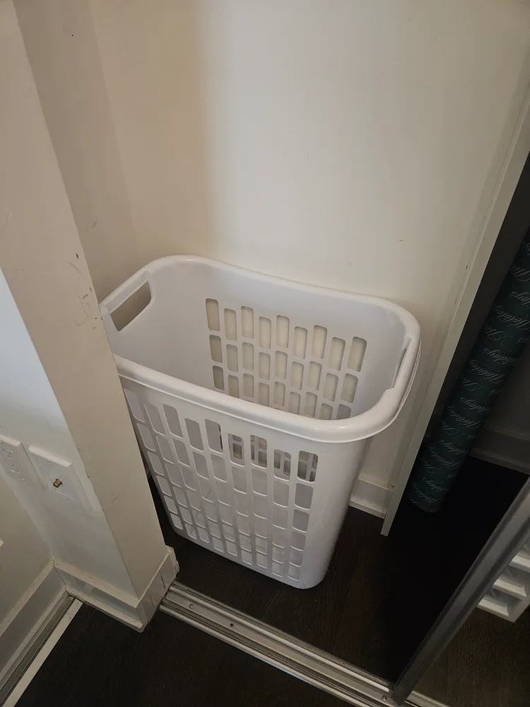 White Plastic Laundry Basket thumbnail