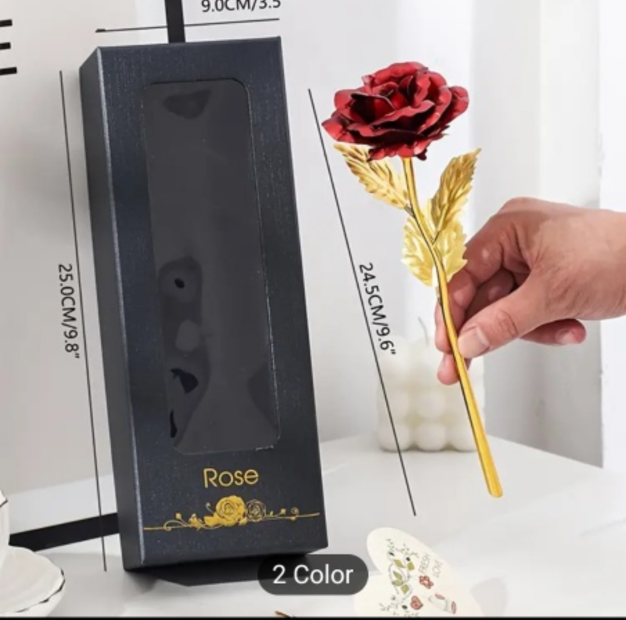 Gold-Dipped Red Rose in Gift Box for Valentine's day - photo 2