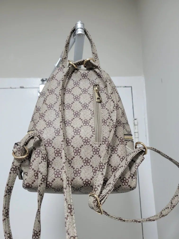 Mini Beige and Brown Floral Backpack image indicator(2)
