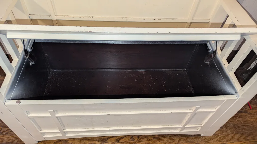 Hall Tree Bench with Storage and Mirror image indicator(3)