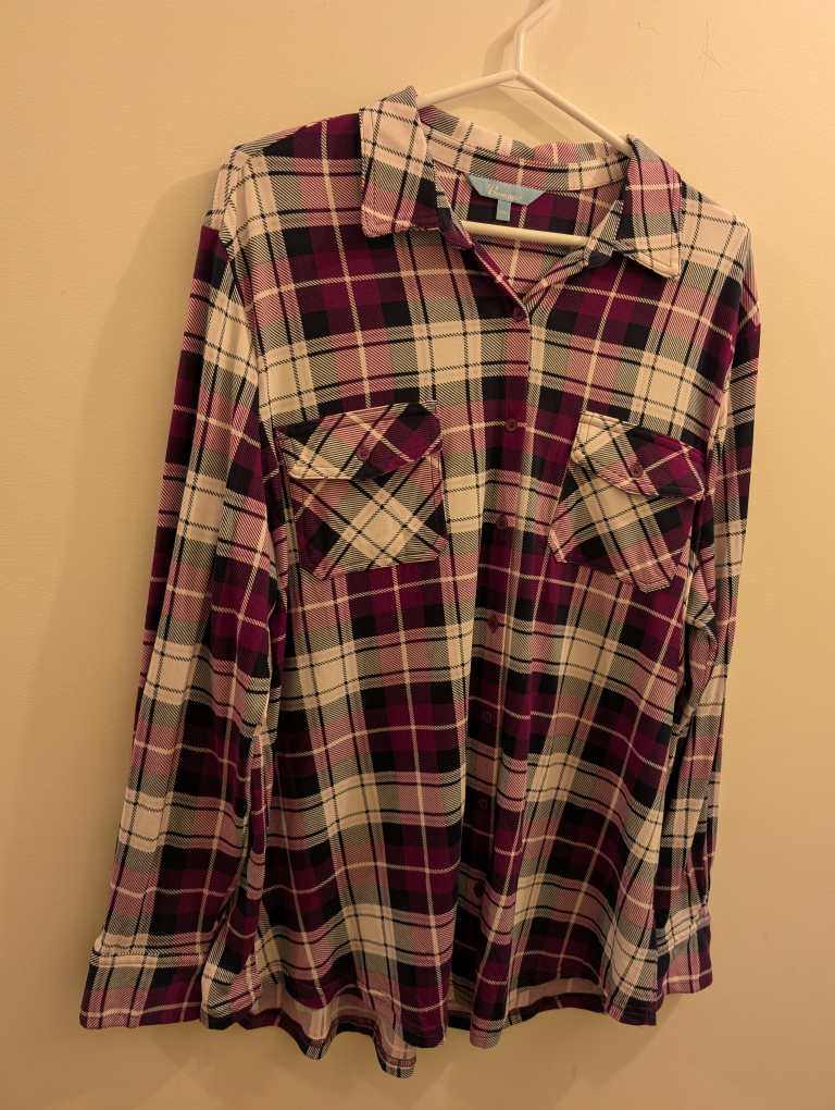 Women's Plus Size Purple Plaid Flannel Shirt