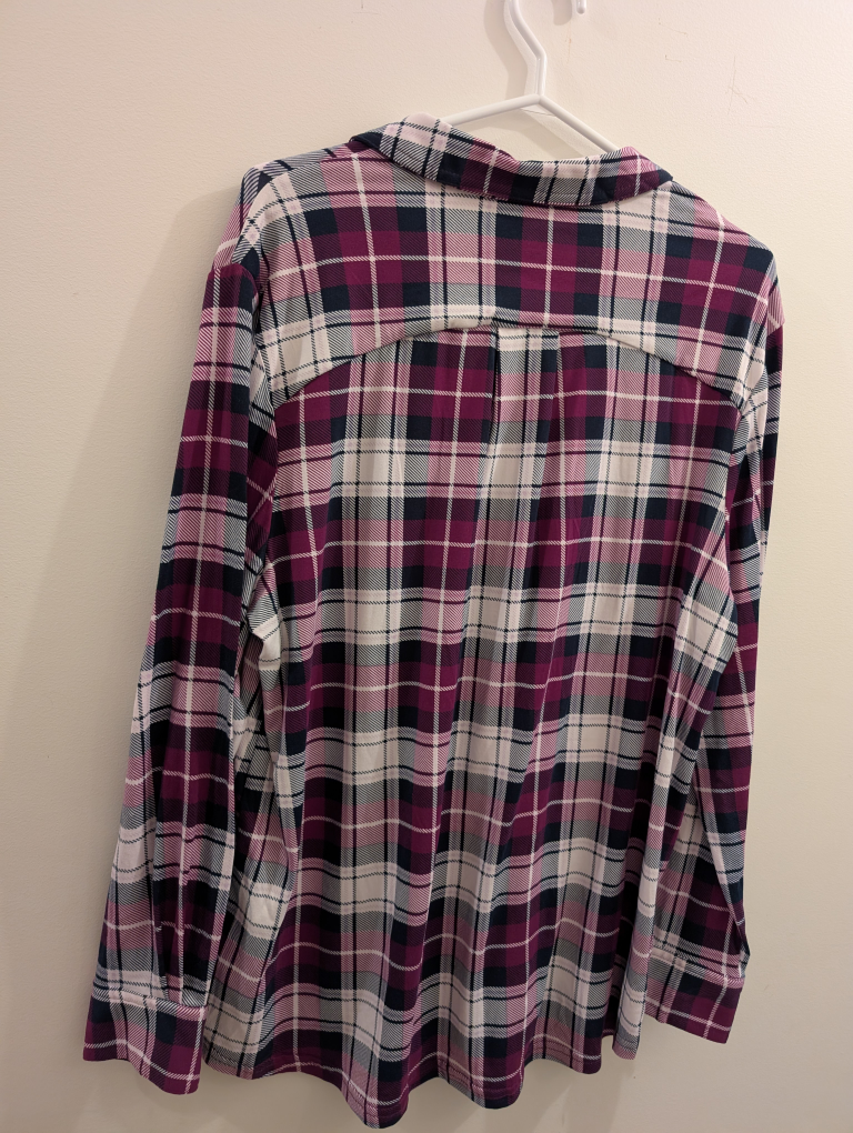Women's Plus Size Purple Plaid Flannel Shirt - photo 2