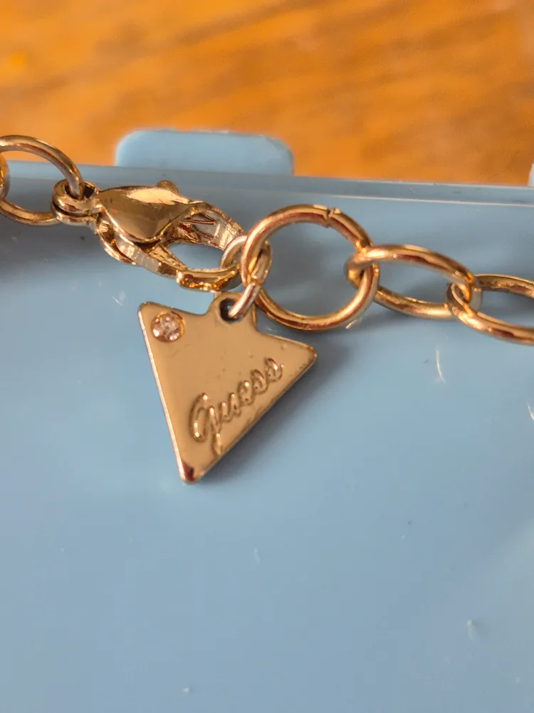 Guess Bracelet - Gold and Silver Tone Metal with Heart Charm thumbnail