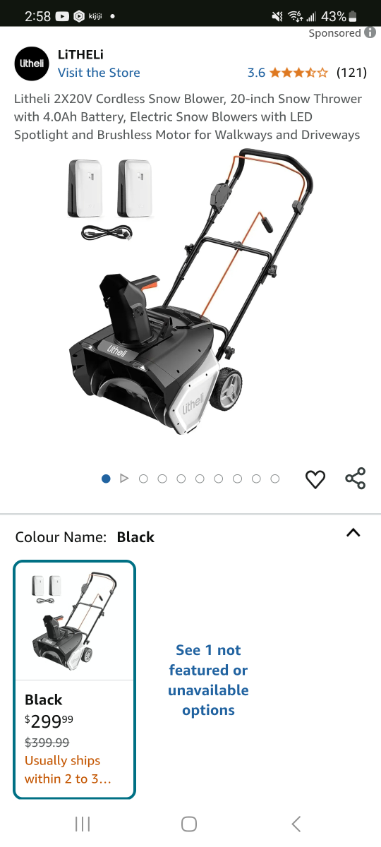 LithEli 20-inch 2x20V Cordless Snow Blower
