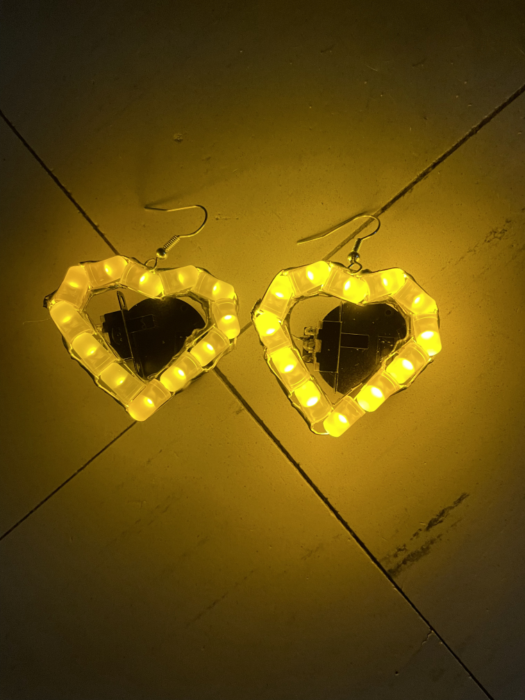 LED Yellow Heart Earrings