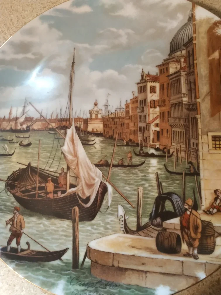 Collectible Venetian Canal Scene Decorative Plate 🏈 image indicator(4)